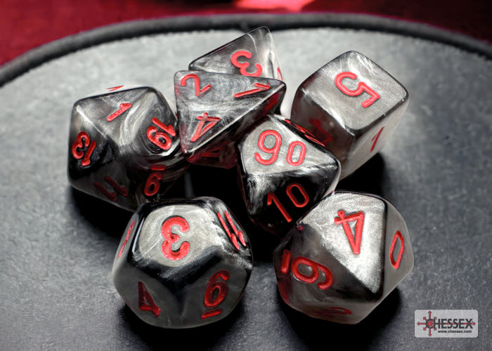 Velvet Mini Black/Red 7pc Dice Set