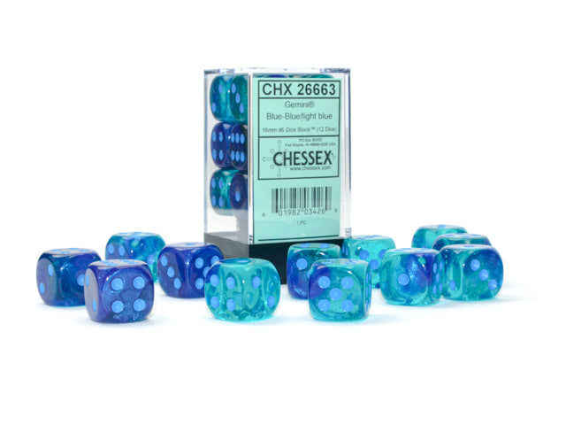 Gemini 12D6 Blue/Light Blue Luminary Dice Block