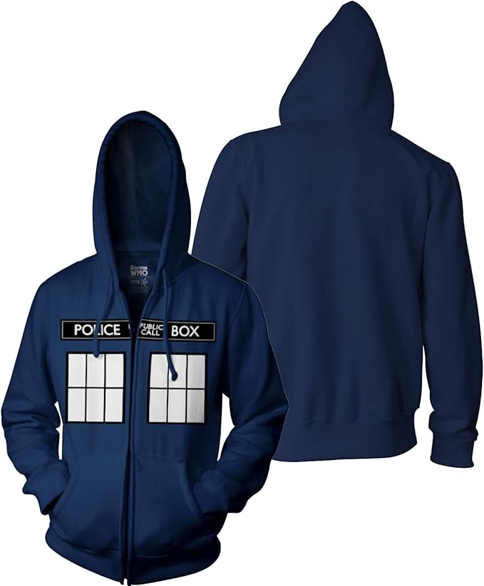 Doctor Who Call Box Windows Zip-Up Hoodie XXL