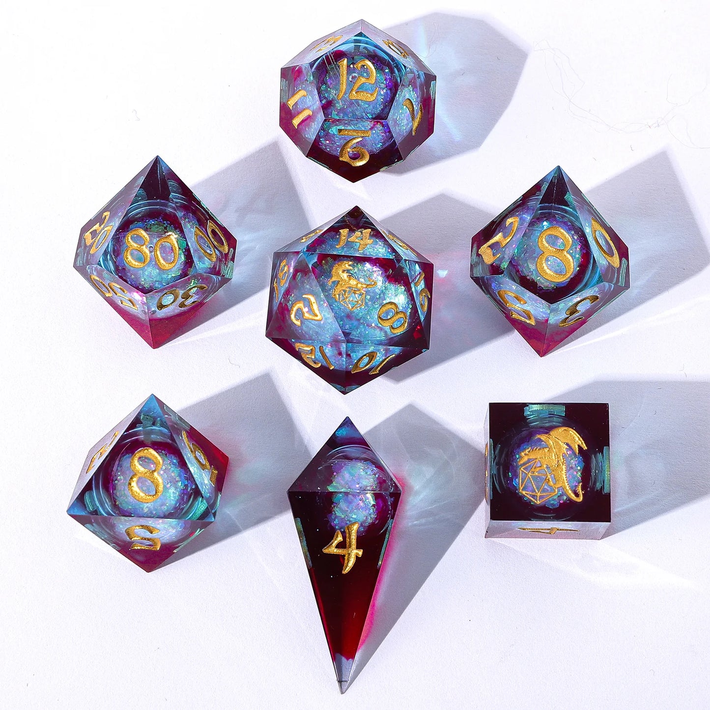 Sharp Edge Liquid Core 7pc Dice Set Elemental Mana