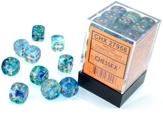 Nebula 36D6 Oceanic/Gold Luminary Dice Block