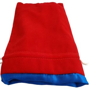 Velvet Dice Bag - Red w/Blue Satin 6x8"