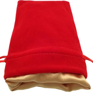 Velvet Dice Bag - Red with Gold Satin 4x6"