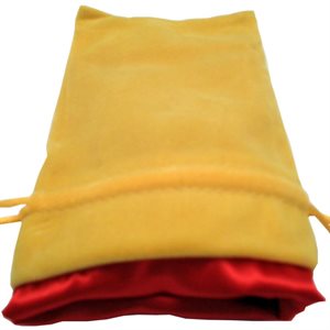 Velvet Dice Bag - Gold with Red Satin 4x6"