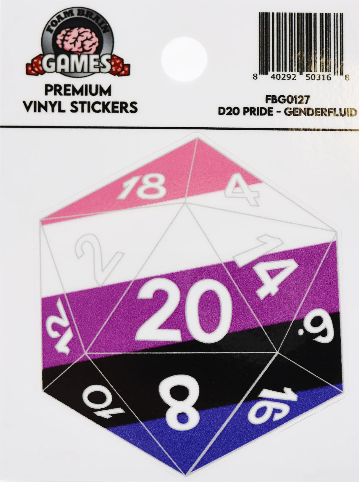 D20 Pride Sticker: Genderfluid