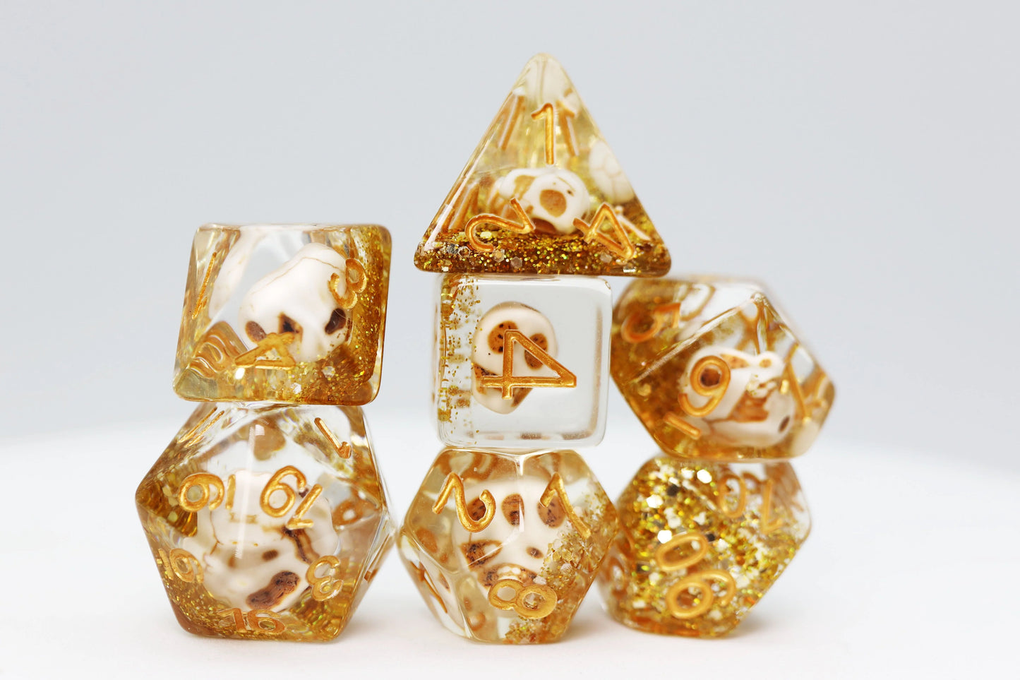 Skull and Gold Glitter Dice Set