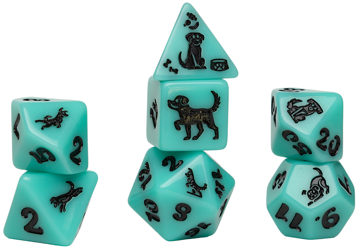 Seafoam German Shepherd 7pc Dice Set