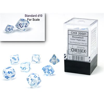 Borealis Mini Light Blue/Luminary 7pc Dice Set