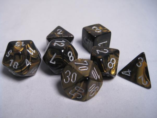 Leaf Black Gold/Silver 7pc Dice Set