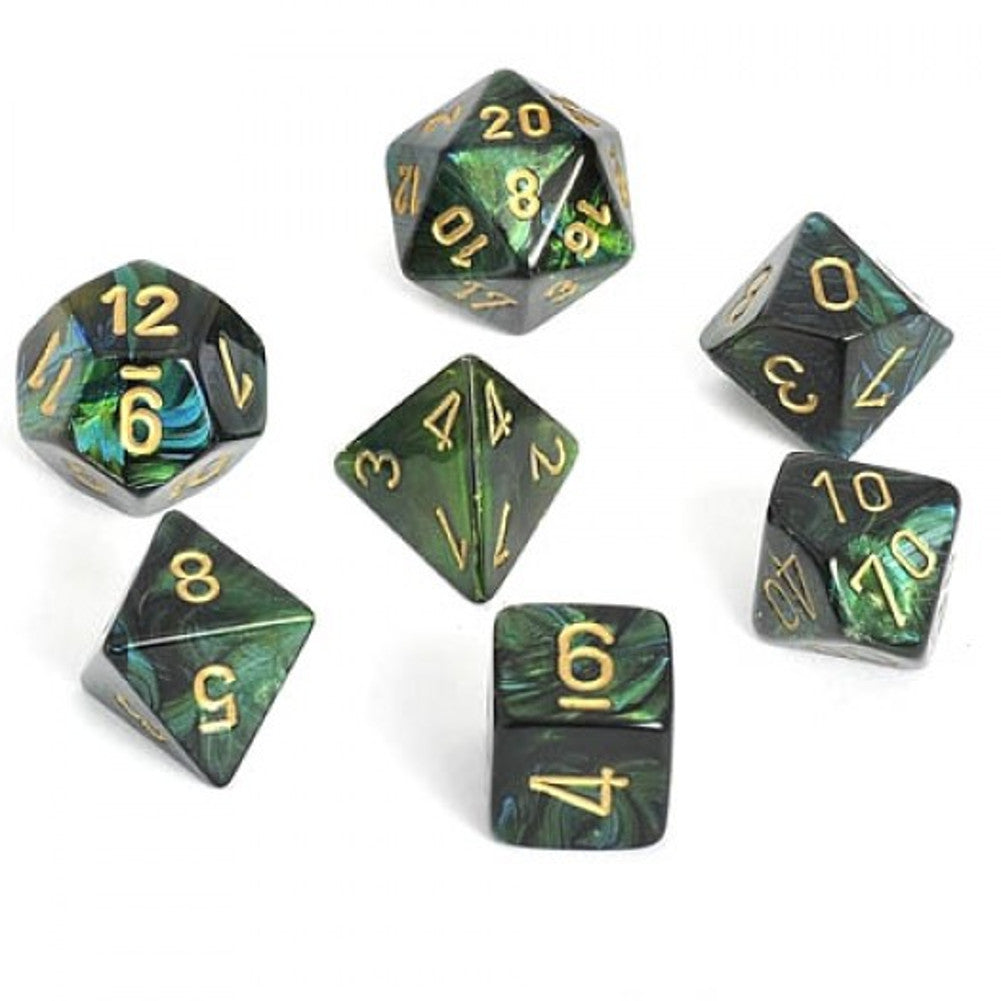 Scarab Jade/Gold 7pc Dice Set