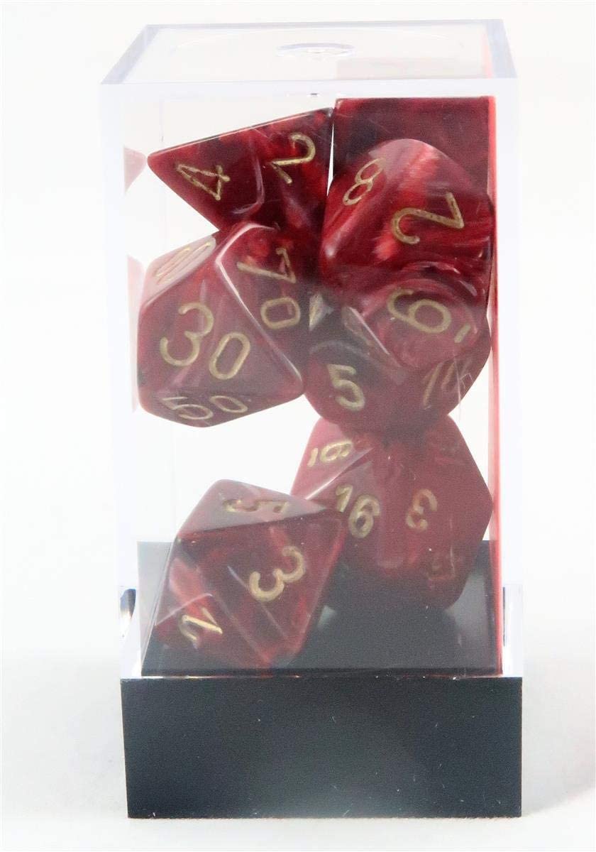 Dice Cube 7-Piece Vortex Burgundy with Gold