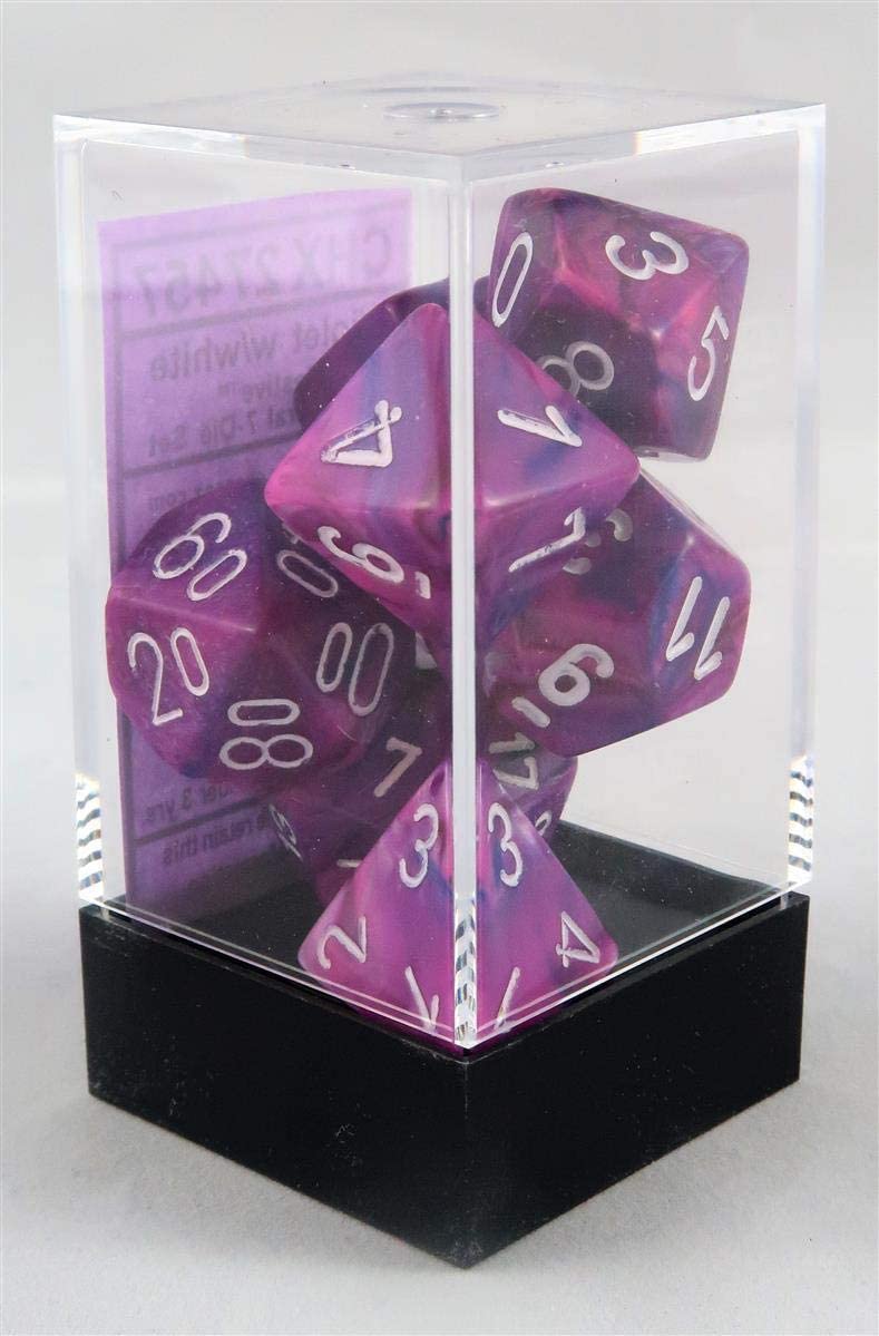 Dice Cube 7-Piece Festive Violet with White