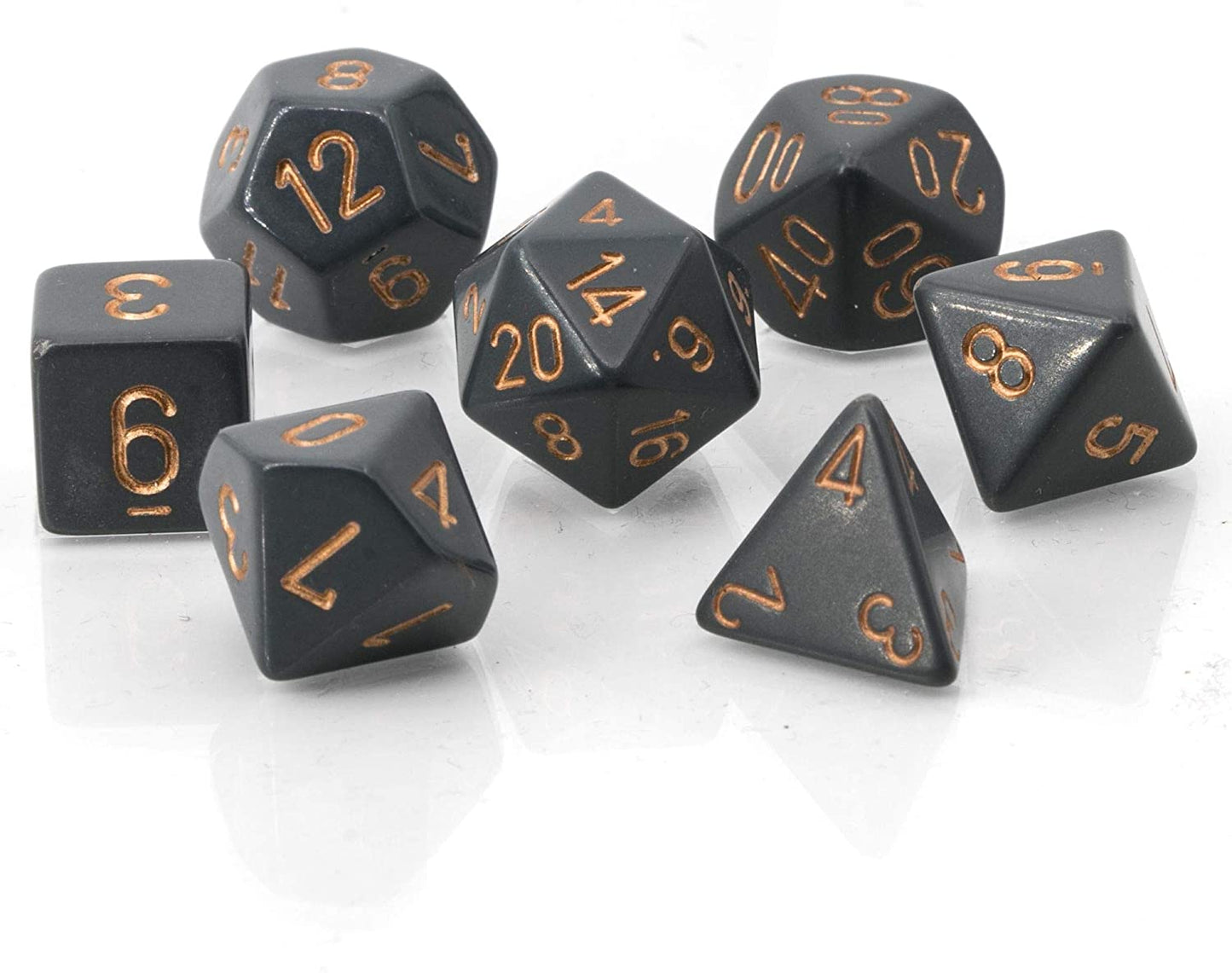 Dice Cube 7-Piece Opaque Dark Grey/Copper