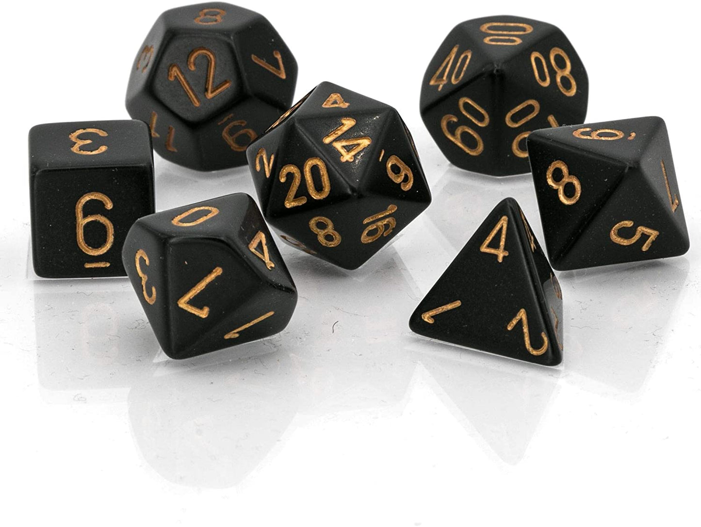 Opaque Black/Gold 7pc Dice Set