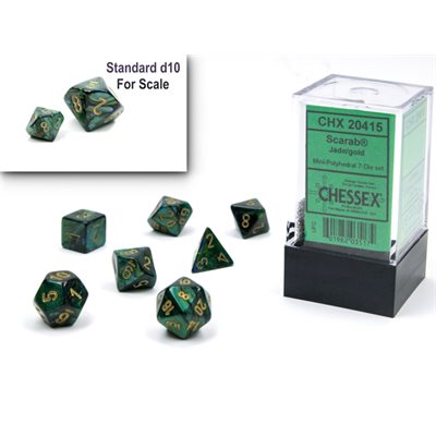Scarab Mini Jade/Gold 7pc Dice Set