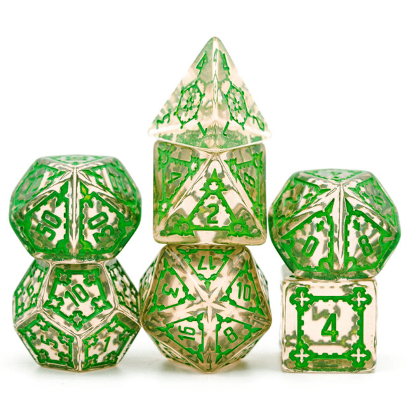 Huge Fluorite Castle RPG Dice Set (7)