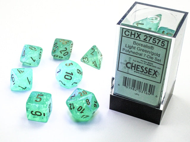 Dice Cube 7-Piece Borealis Light Green/Gold Luminary