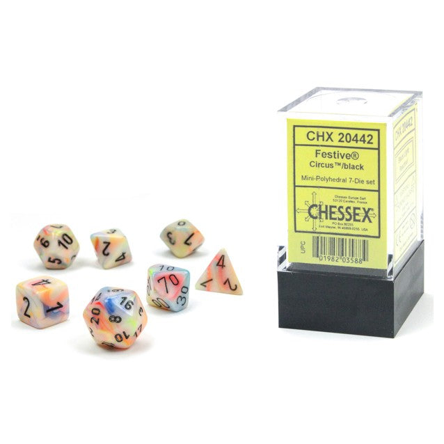 7-Piece Mini Dice Set Circus/Black