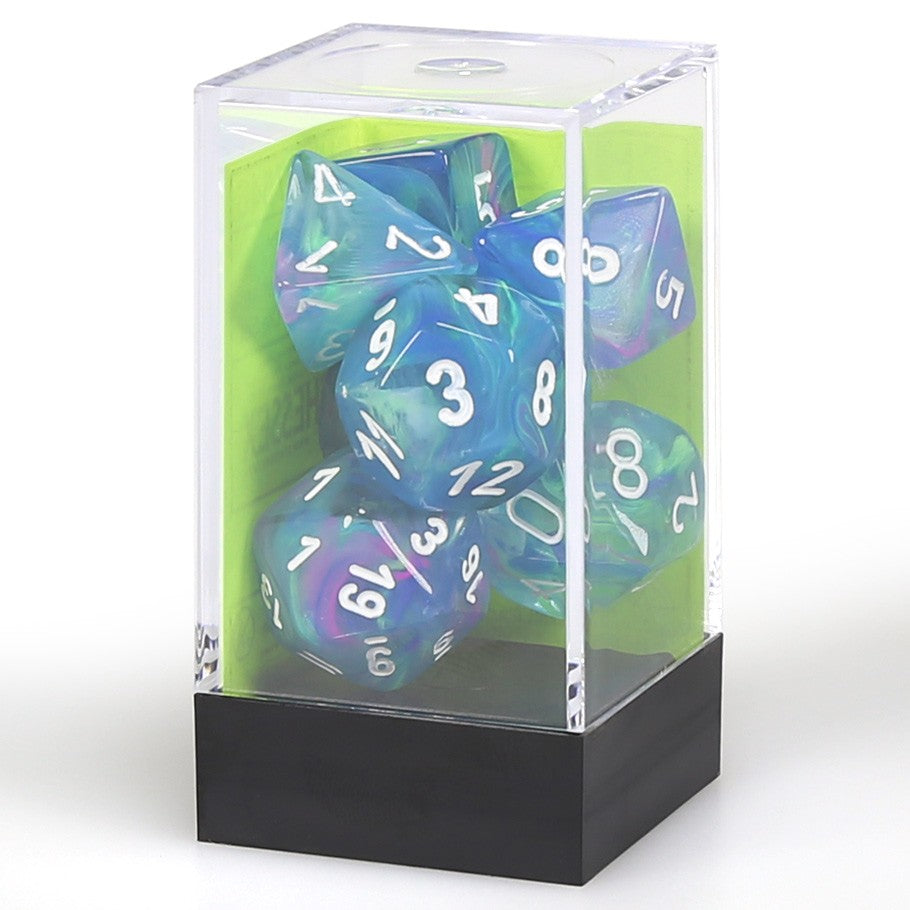 Festive Waterlily/White 7pc Dice Set