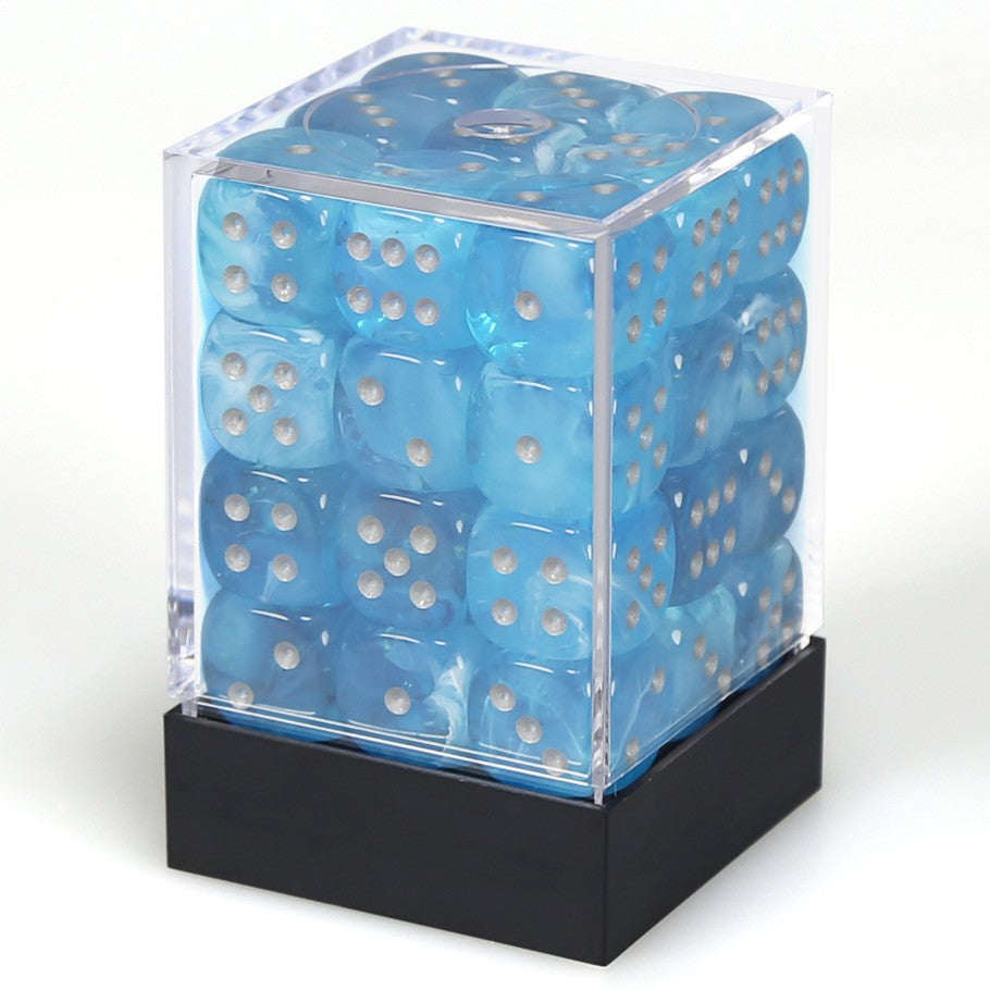 Dice Cube 36d6 Luminary Sky with SIlver