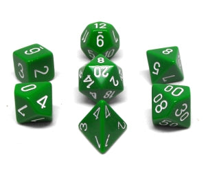 Opaque Green/White 7pc Dice Set