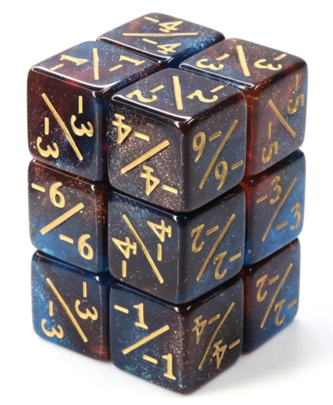 Dice Counters -1/-1 Red/Blue Glitter (8ct)