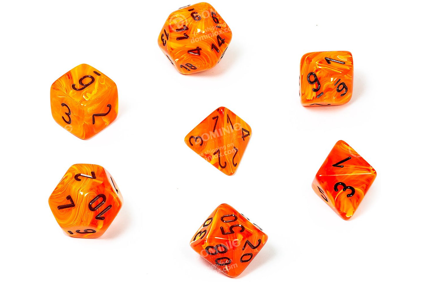 Vortex Orange/Black 7pc Dice Set