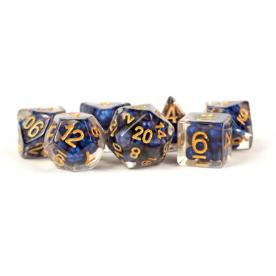 Pearl Royal Blue with Gold 7pc Resin Dice Set