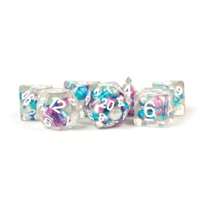 Pearl Gradient Purple/Teal/White 7pc Resin Dice Set
