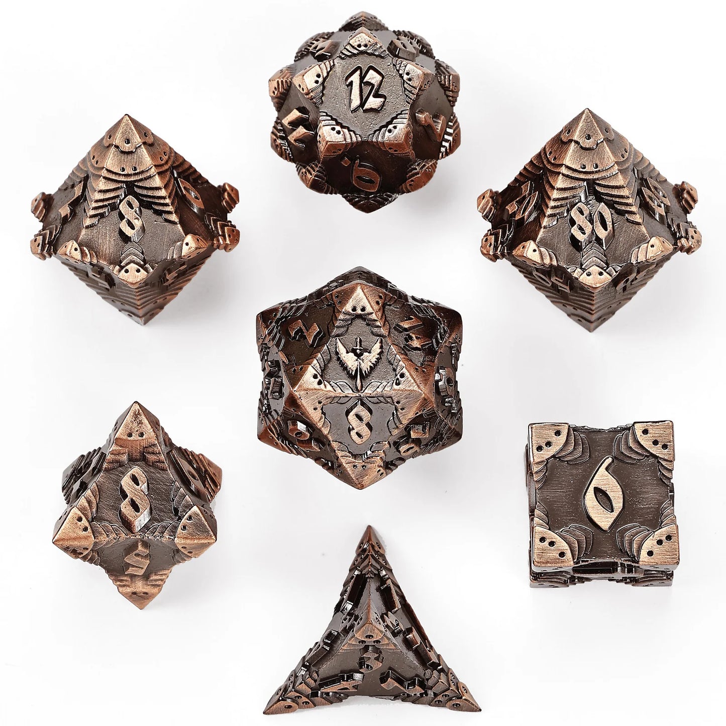 Solid Metal Paladin Class 7pc Dice Set Ancient Copper