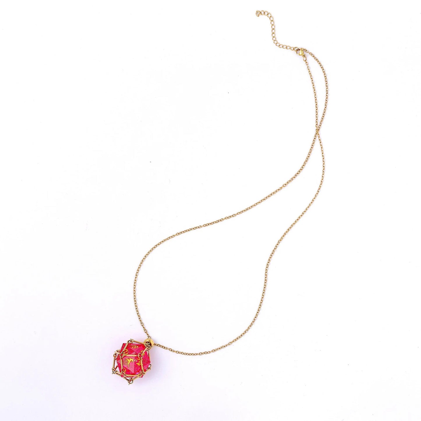 Mysticage Dice Chain Necklace with D20 w/Gold Chain
