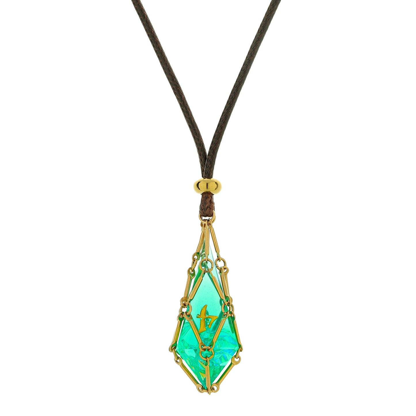 Mysticage Dice Chain Necklace with D4 w/Brown Leather Chain