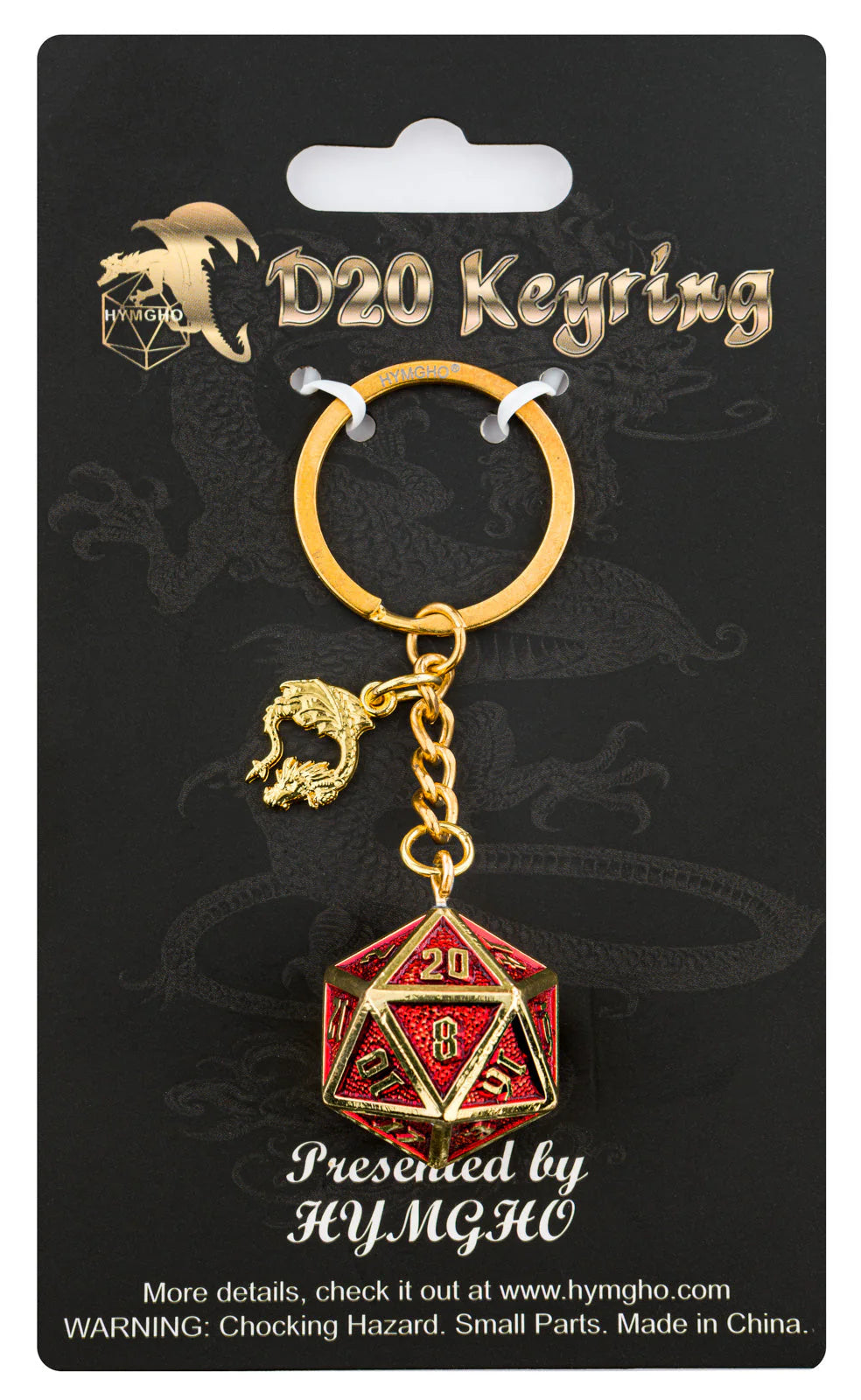 D20 Keychain Draconis Gold and Ruby