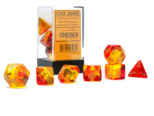 7-Piece Dice Set Gemini Red-Yellow/Gold
