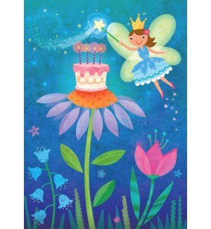 Fairy With Cake Glitter Card
