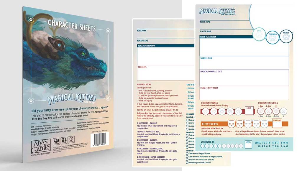 Magical Kitties Save The Day RPG Kitty Character Sheets