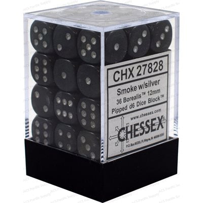 Dice Cube 36d6 Borealis Smoke with Silver