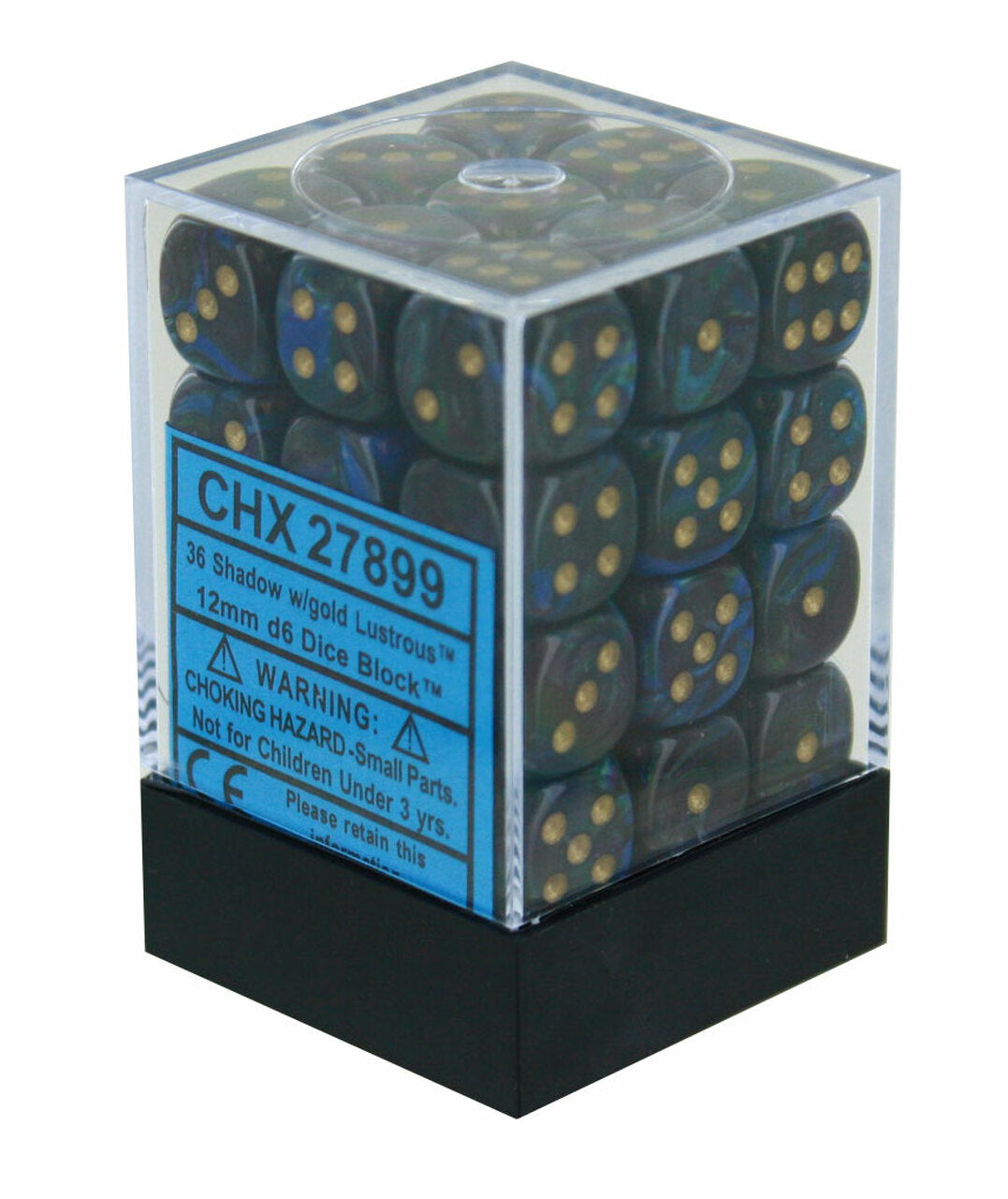Dice Cube 36d6 Lustrous Shadow with Gold