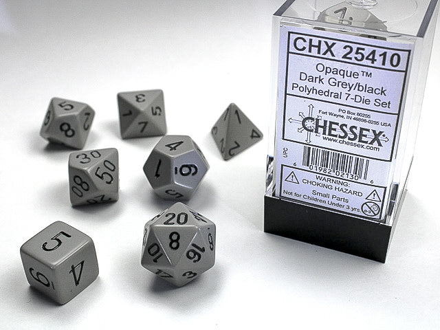 Dice Cube 7-Piece Opaque Grey with Black