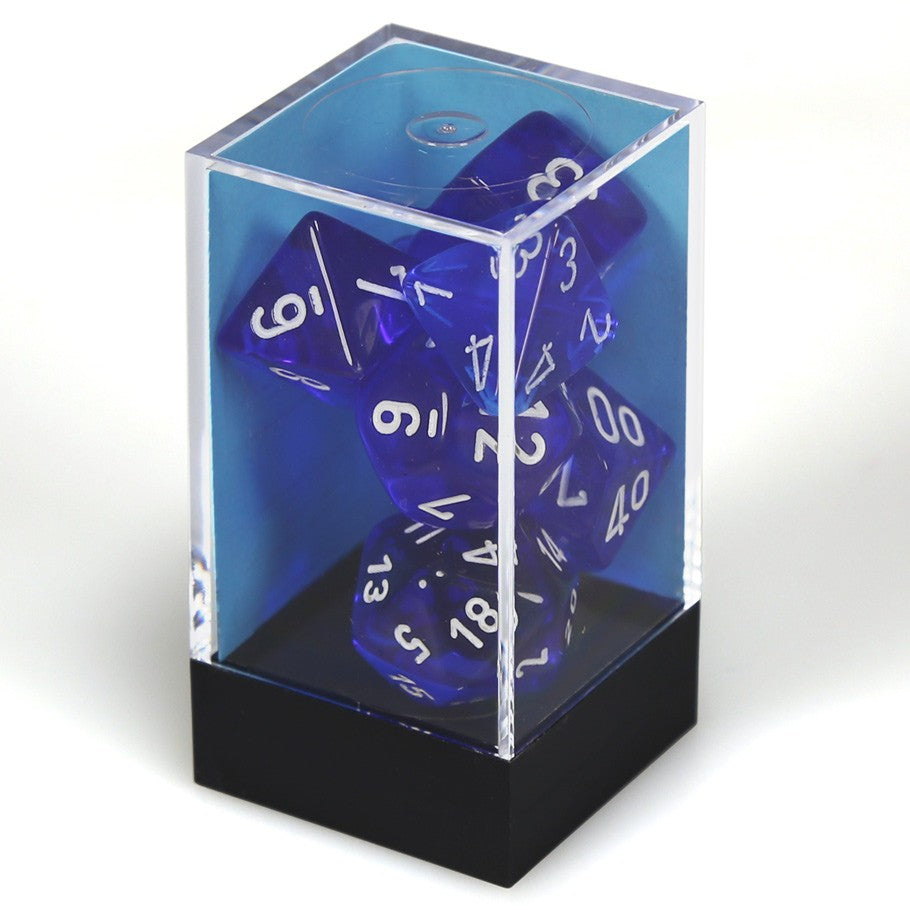 Dice Cube 7-Piece Translucent Blue with White