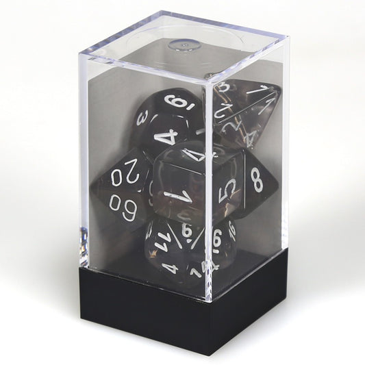 Dice Cube 7-Piece Translucent Smoke with White