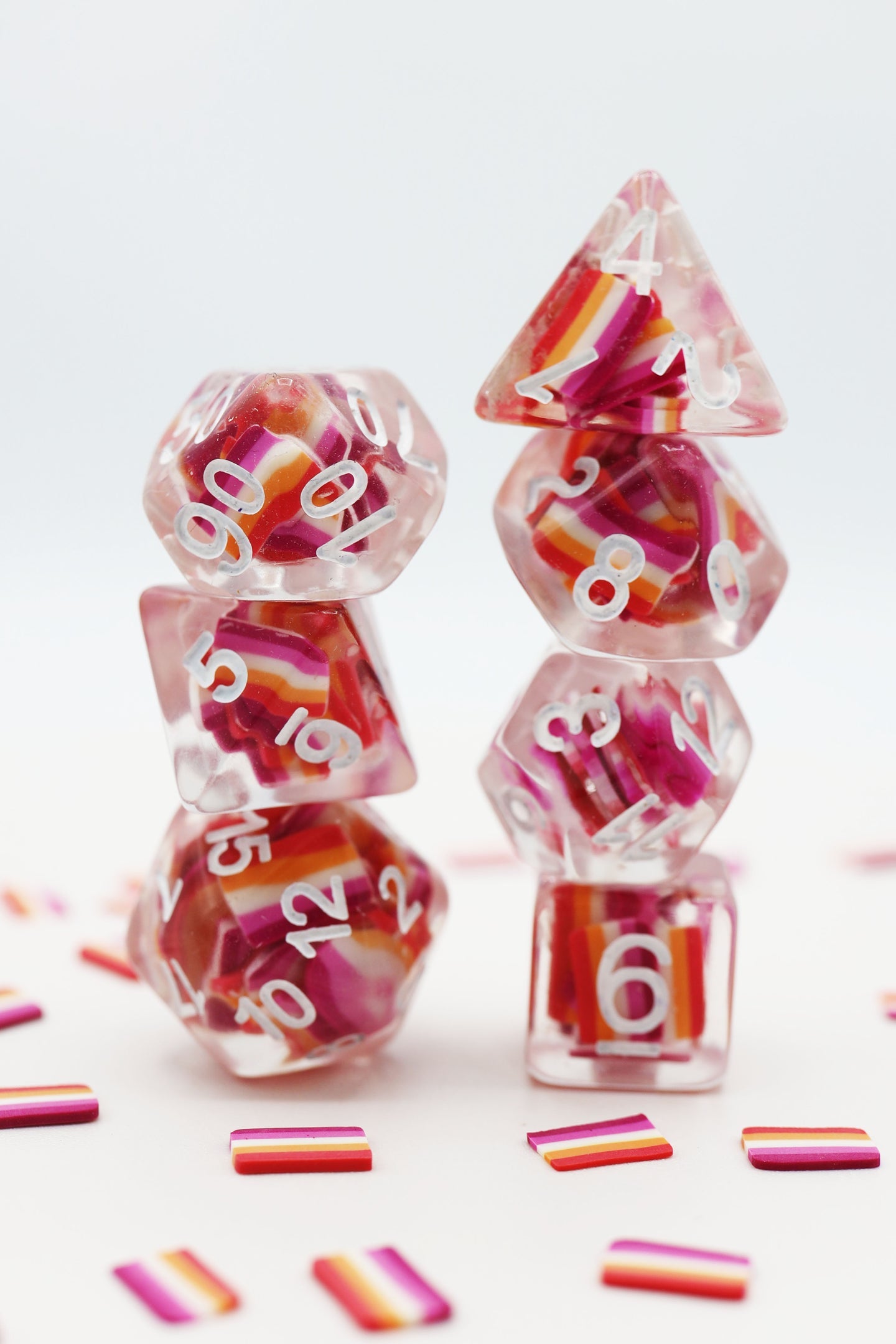 Lesbian Pride Flag Dice Set (7 Dice)