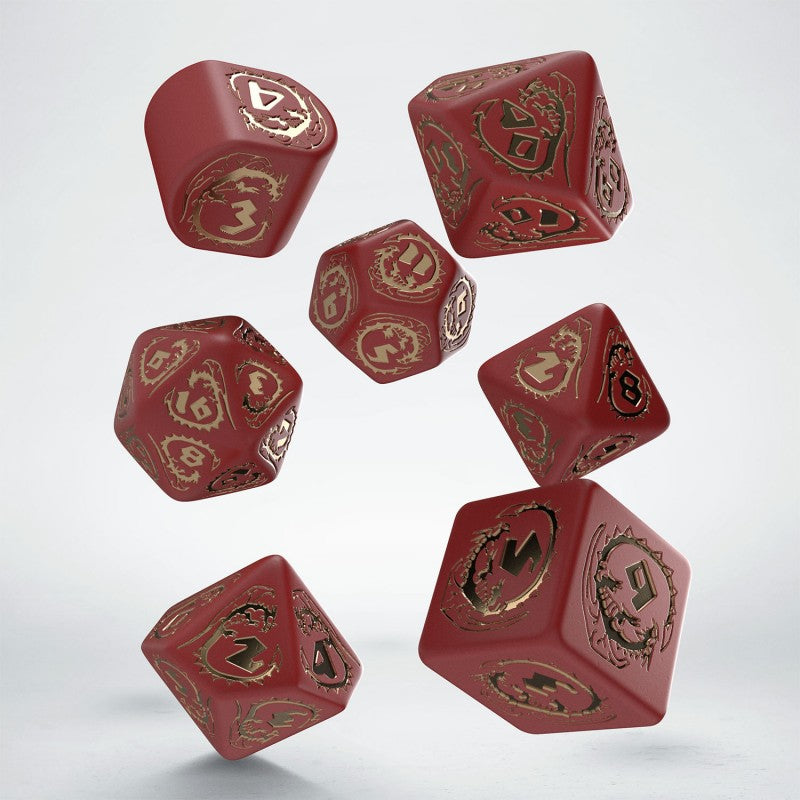 Dragons Modern Dice Set Red/Gold (7 Dice)