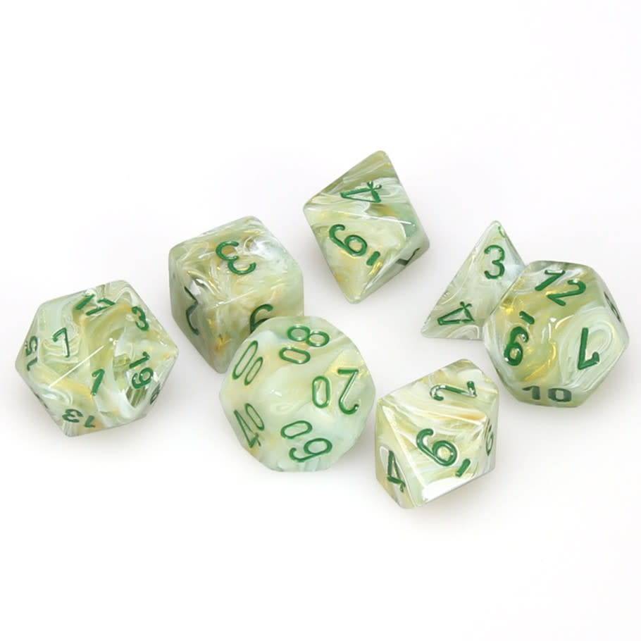 Dice Cube 7-Piece Marble Green with Dark Green
