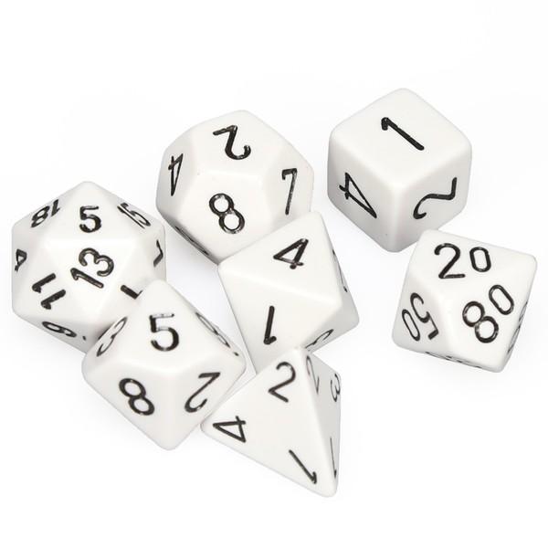 Dice Cube 7-Piece Opaque White with Black