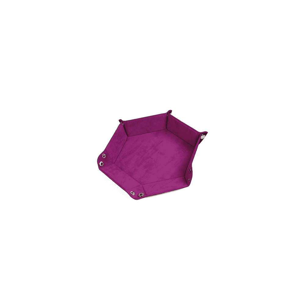 Leatherette & Velvet Magenta/Black Hex Dice Tray