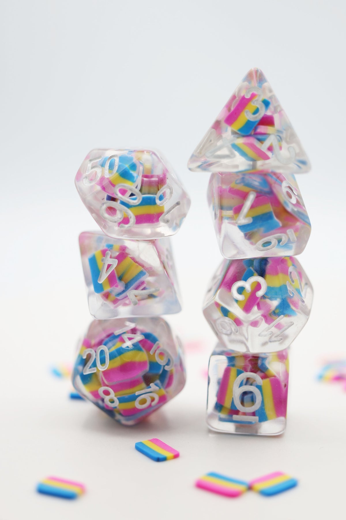 Pansexual Flag Dice Set (7 Dice)
