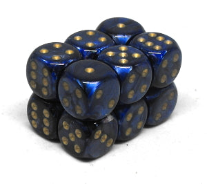 Dice Cube 12d6 Vortex Blue with Gold