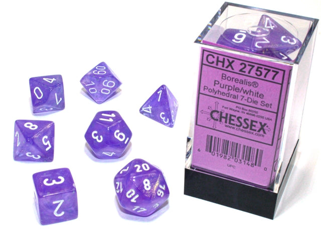 Dice Cube 7-Piece Borealis Purple with White