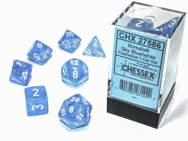 Dice Cube 7-Piece Borealis Sky Blue with White
